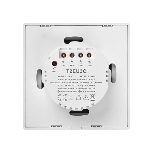 SONOFF T2EU3C TX Smart Wifi White wall touch switch with Smart Home edge 3 Gang works with Alexa IFTTT,Google - Image 2