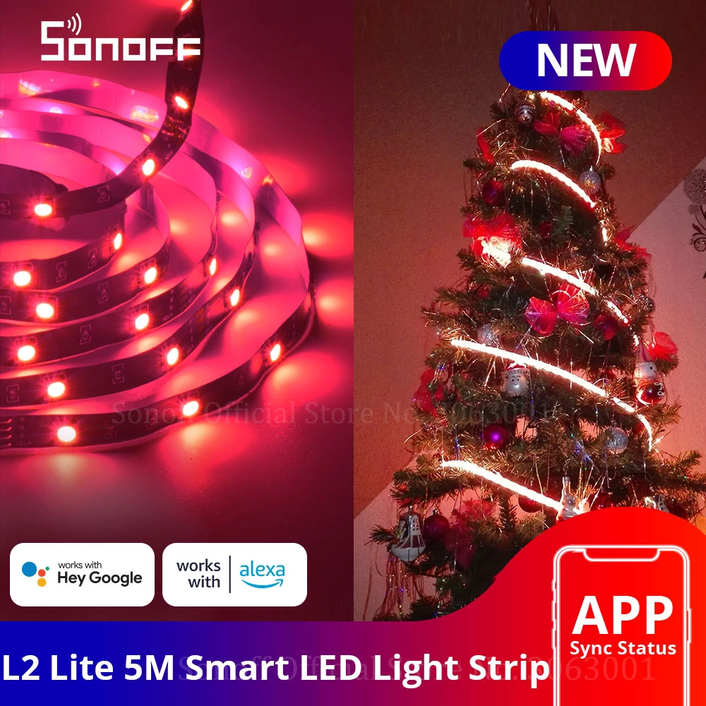 SONOFF L2 Lite LED Strip Light 5M EU Flexible Smart RGB Tape Lights DIY Scenes Bluetooth-compatible Support Alexa Google Home