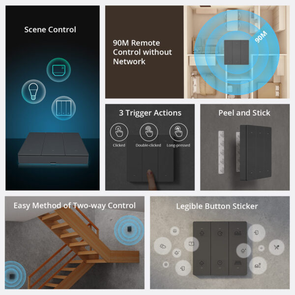 SONOFF SwitchMan R5 Scene Controller with Battery 6-Key Free-Wiring eWeLink-Remote Control Works SONOFF M5/MINIR3 Smart Home - Image 3