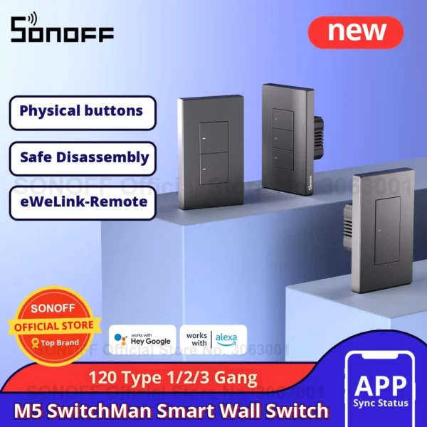 SONOFF 3Gang SwitchMan Smart Wall Switch-M5-3C-120 Suitable for Indian 3Module Box