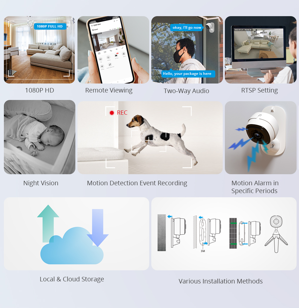 SONOFF Smart Indoor Security Camera 1080P HD WiFi Camera IR Night Vision Motion Detection Two Way Audio Remote Monitor - Image 3