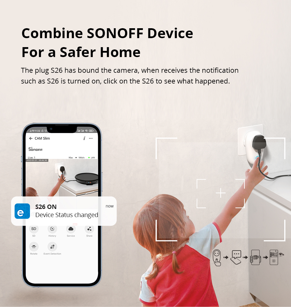 SONOFF Smart Indoor Security Camera 1080P HD WiFi Camera IR Night Vision Motion Detection Two Way Audio Remote Monitor - Image 4